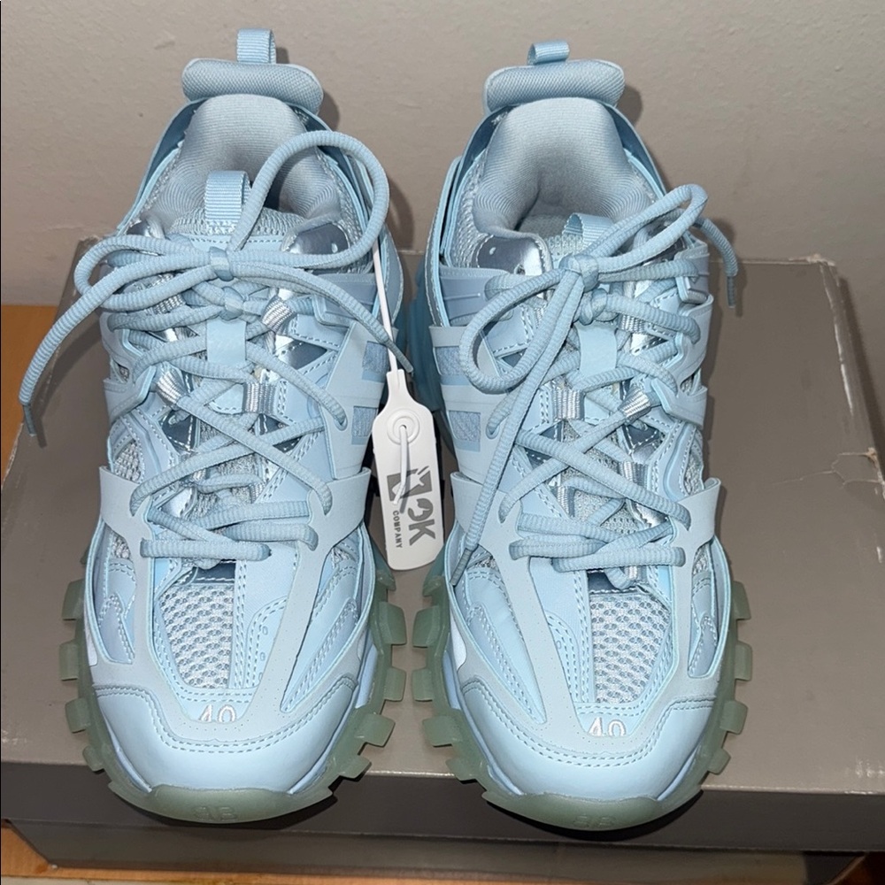 Balenciaga Blue Chunky Sneakers with Lace-Up Design